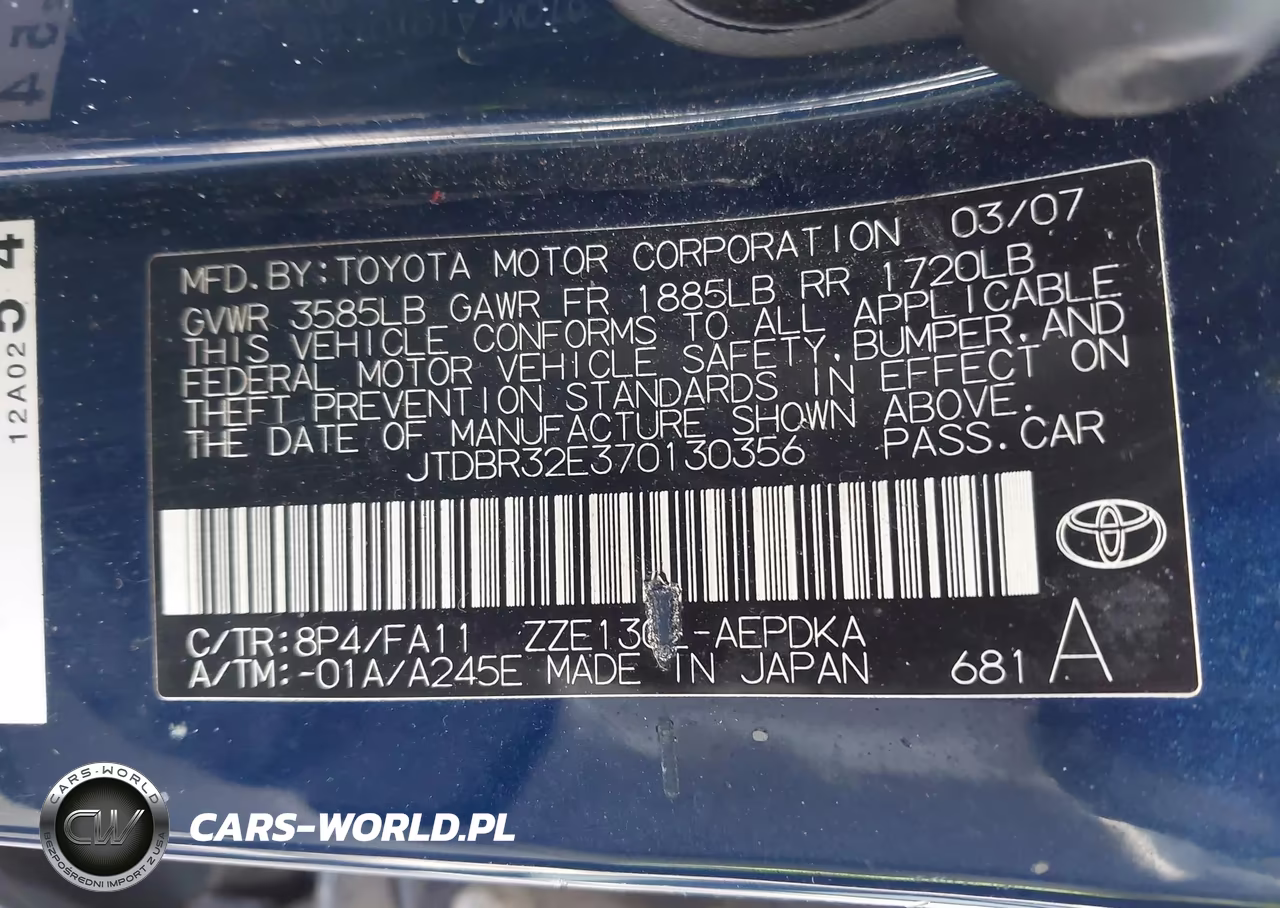 2007 Toyota Corolla Ce VIN:JTDBR32E370130356 - 9