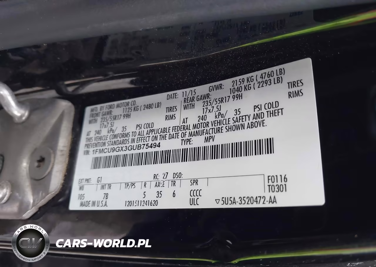 2016 Ford Escape Se VIN:1FMCU9GX3GUB75494 - 9