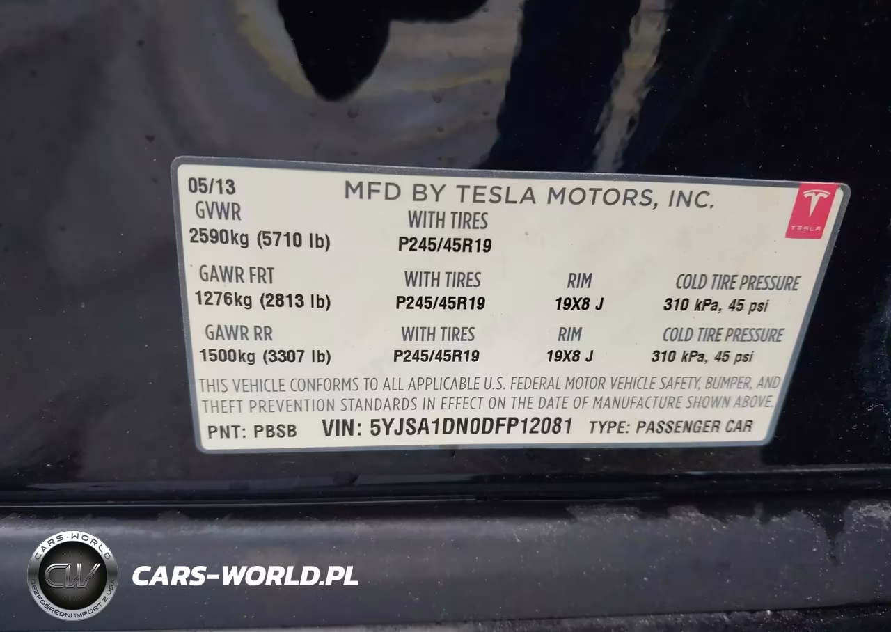 2013 Tesla Model S VIN:5YJSA1DN0DFP12081 - 9