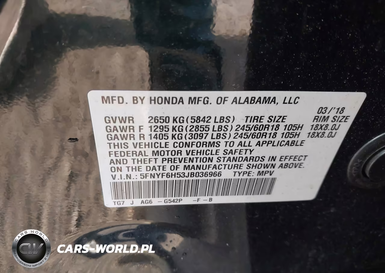 2018 Honda Pilot Ex-L VIN:5FNYF6H53JB036966 - 9