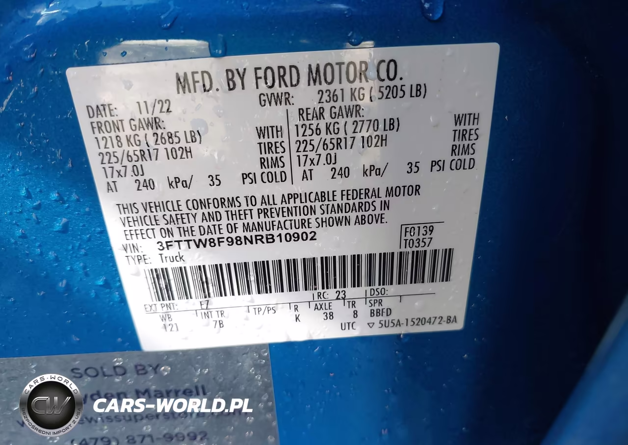 2022 Ford Maverick Xlt VIN:3FTTW8F98NRB10902 - 9