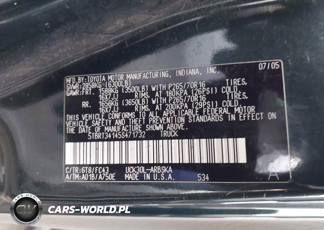 2005 Toyota Tundra Sr5 V8 VIN:5TBRT34145S471732 - 9
