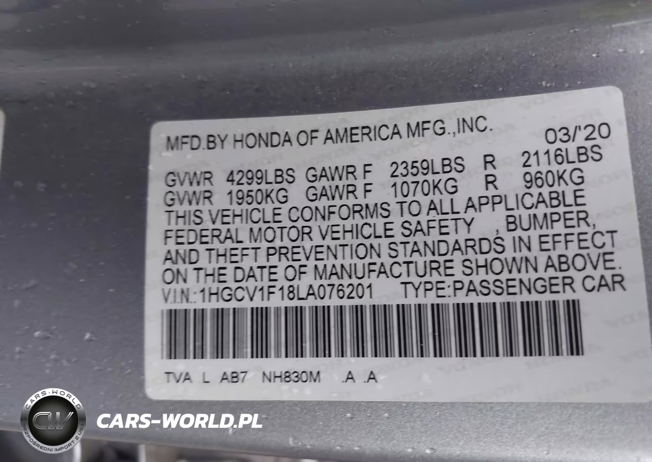 2020 Honda Accord Lx VIN:1HGCV1F18LA076201 - 9