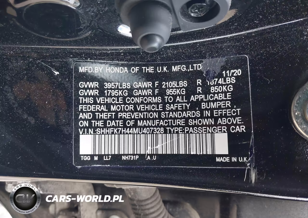 2021 Honda Civic Sport VIN:SHHFK7H44MU407328 - 9