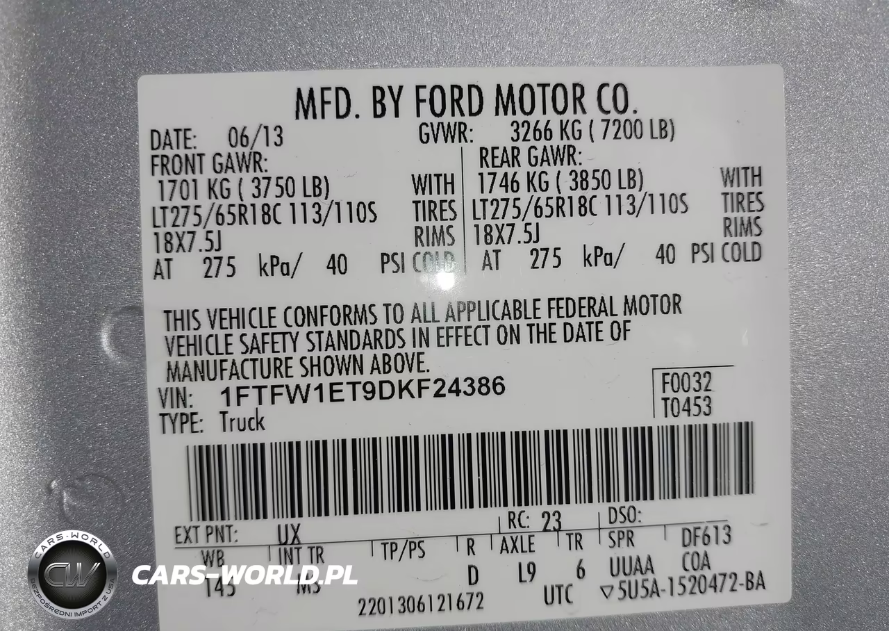 2013 Ford F-150 Xlt VIN:1FTFW1ET9DKF24386 - 9