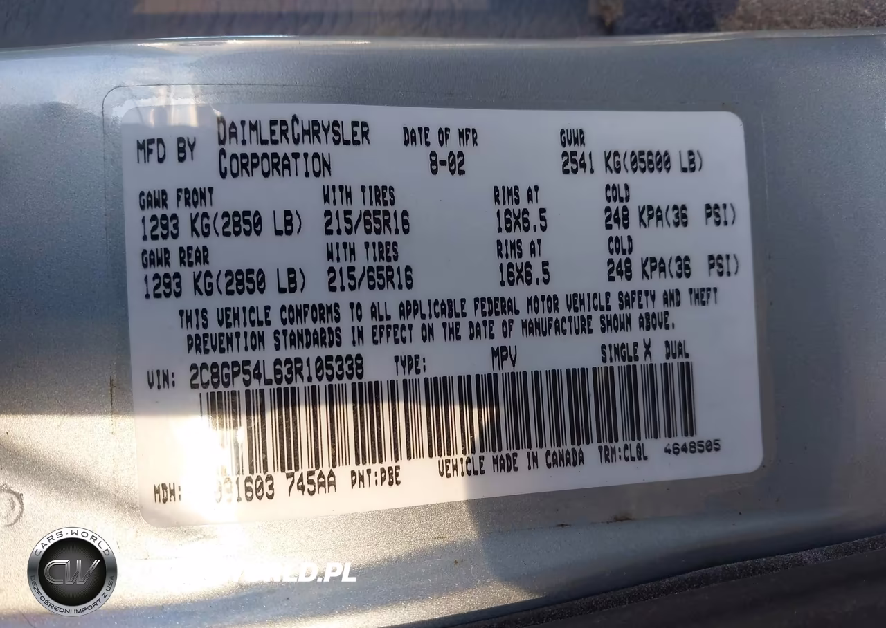 2003 Chrysler Town & Country Lxi VIN:2C8GP54L63R105338 - 9