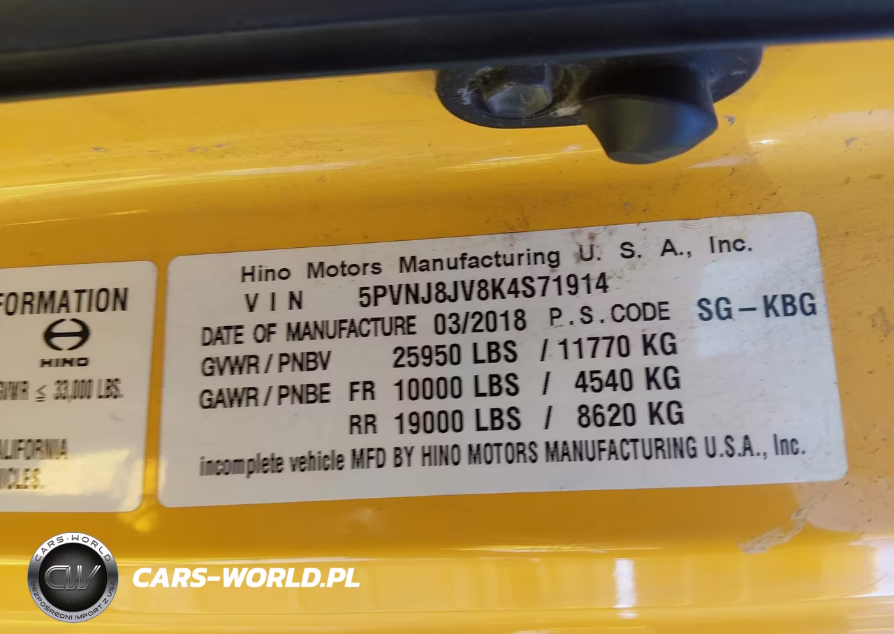 2019 Hino 258-268 VIN:5PVNJ8JV8K4S71914 - 8