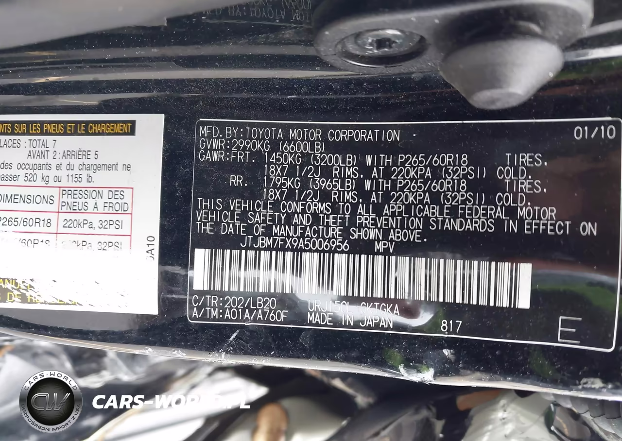 2010 Lexus Gx 460 VIN:JTJBM7FX9A5006956 - 9