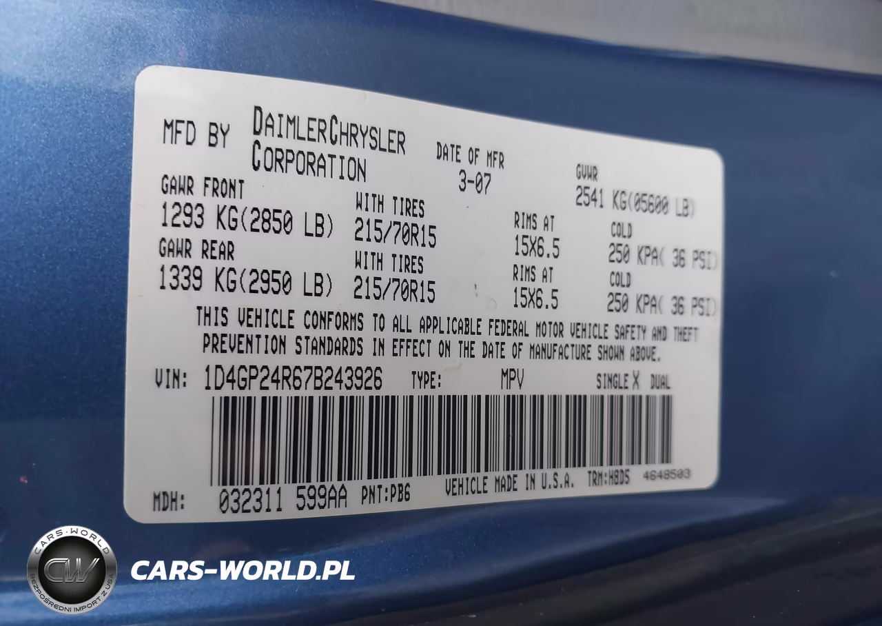 2007 Dodge Grand Caravan Se VIN:1D4GP24R67B243926 - 9