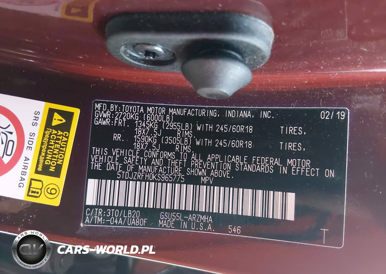 2019 Toyota Highlander Xle VIN:5TDJZRFH0KS965775 - 9