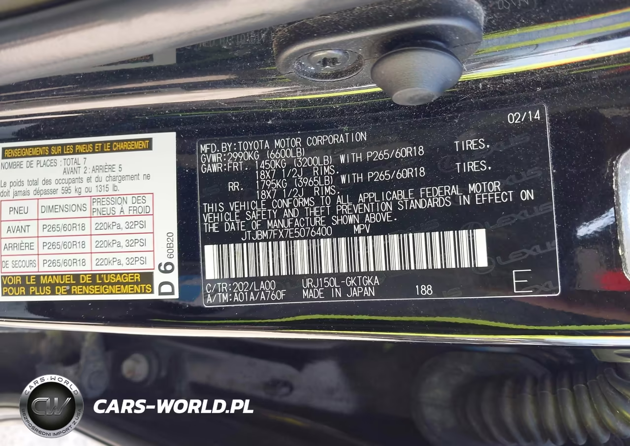 2014 Lexus Gx 460 VIN:JTJBM7FX7E5076400 - 9
