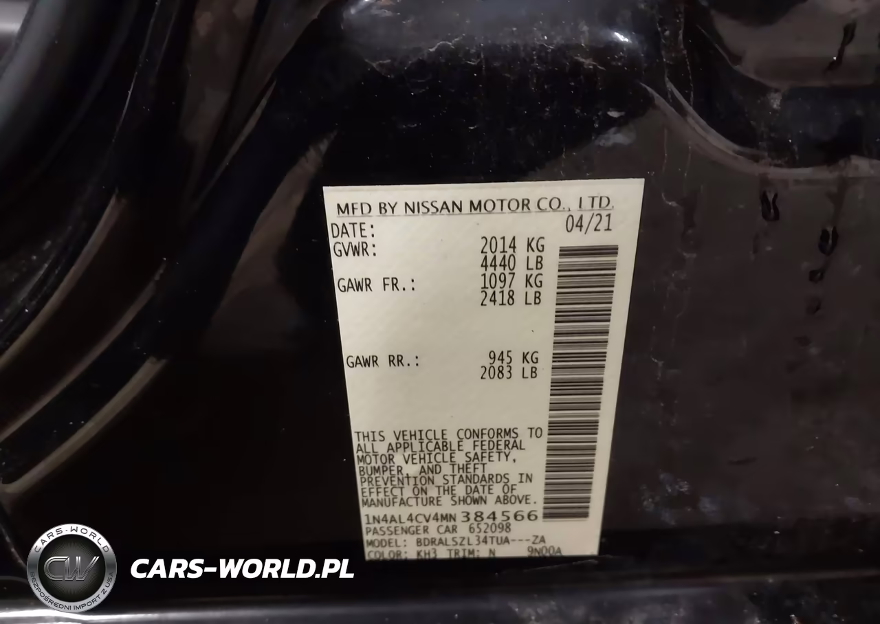 2021 Nissan Altima Sr Vc-Turbo Fwd VIN:1N4AL4CV4MN384566 - 9
