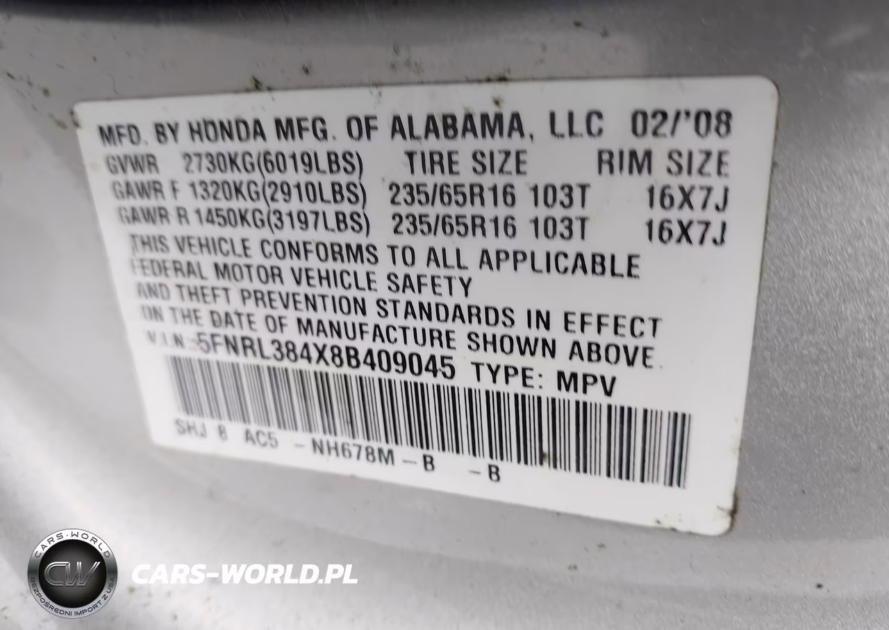 2008 Honda Odyssey Ex VIN:5FNRL384X8B409045 - 9