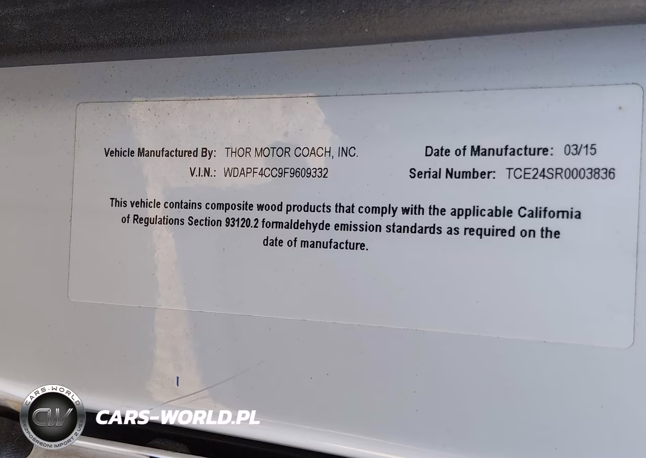 2016 Thor Motor Coach Siesta VIN:WDAPF4CC9F9609332 - 9