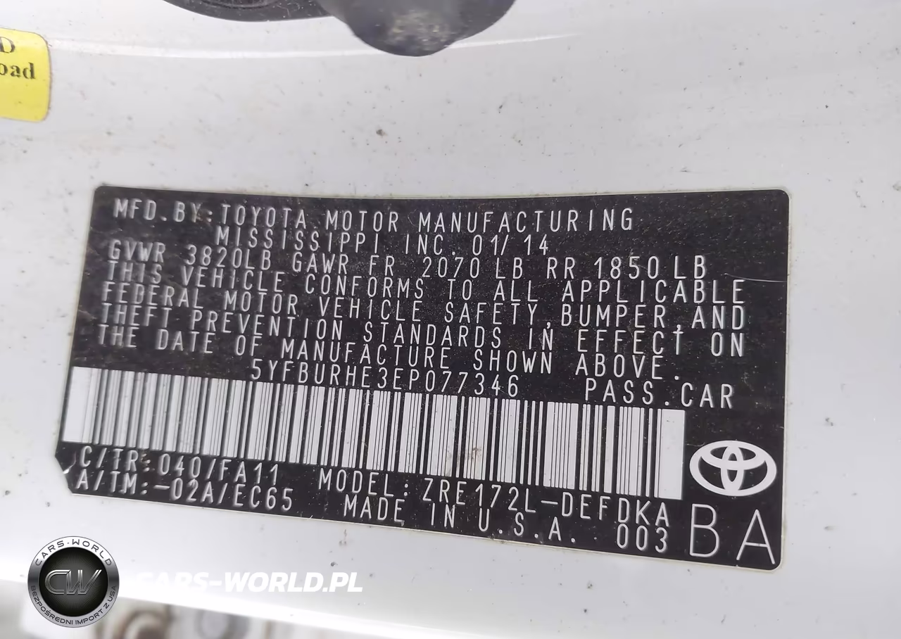 2014 Toyota Corolla L VIN:5YFBURHE3EP077346 - 9