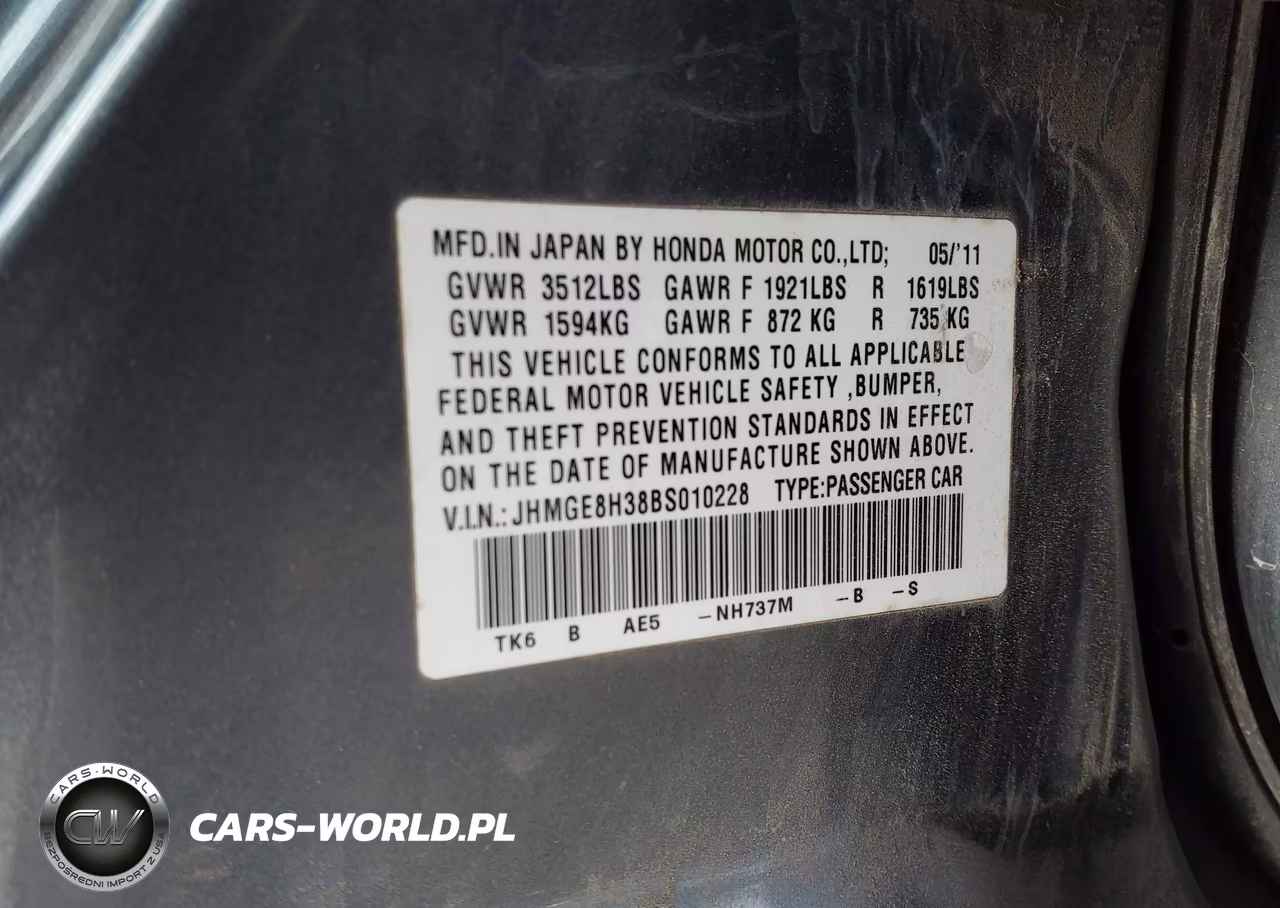 2011 Honda Fit VIN:JHMGE8H38BS010228 - 9