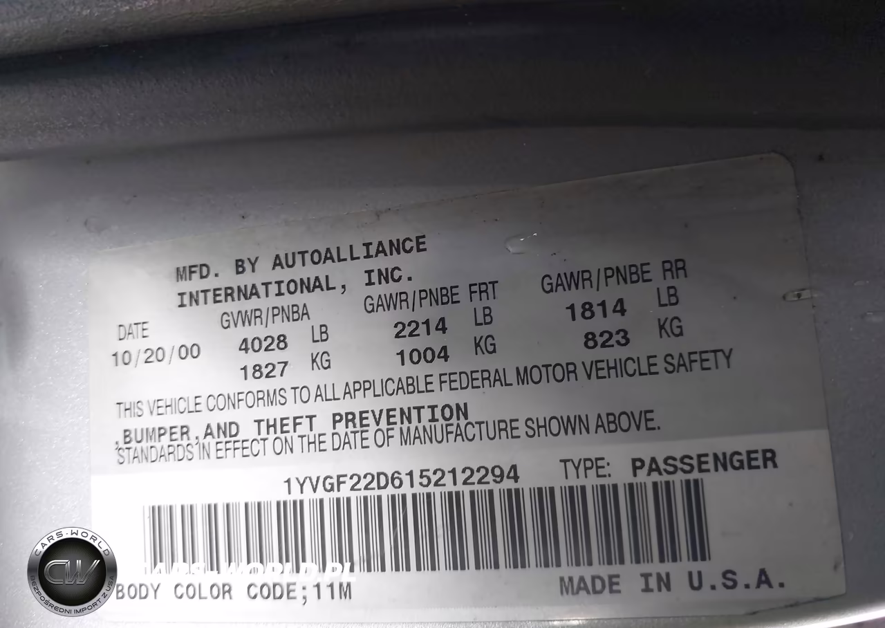 2001 Mazda 626 Es V6-Lx V6 VIN:1YVGF22D615212294 - 9