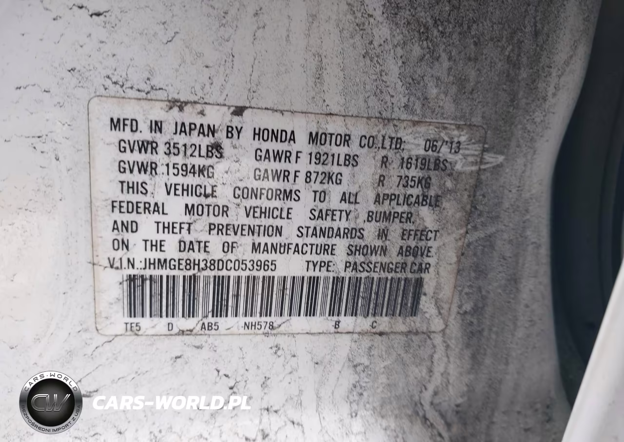 2013 Honda Fit VIN:JHMGE8H38DC053965 - 9