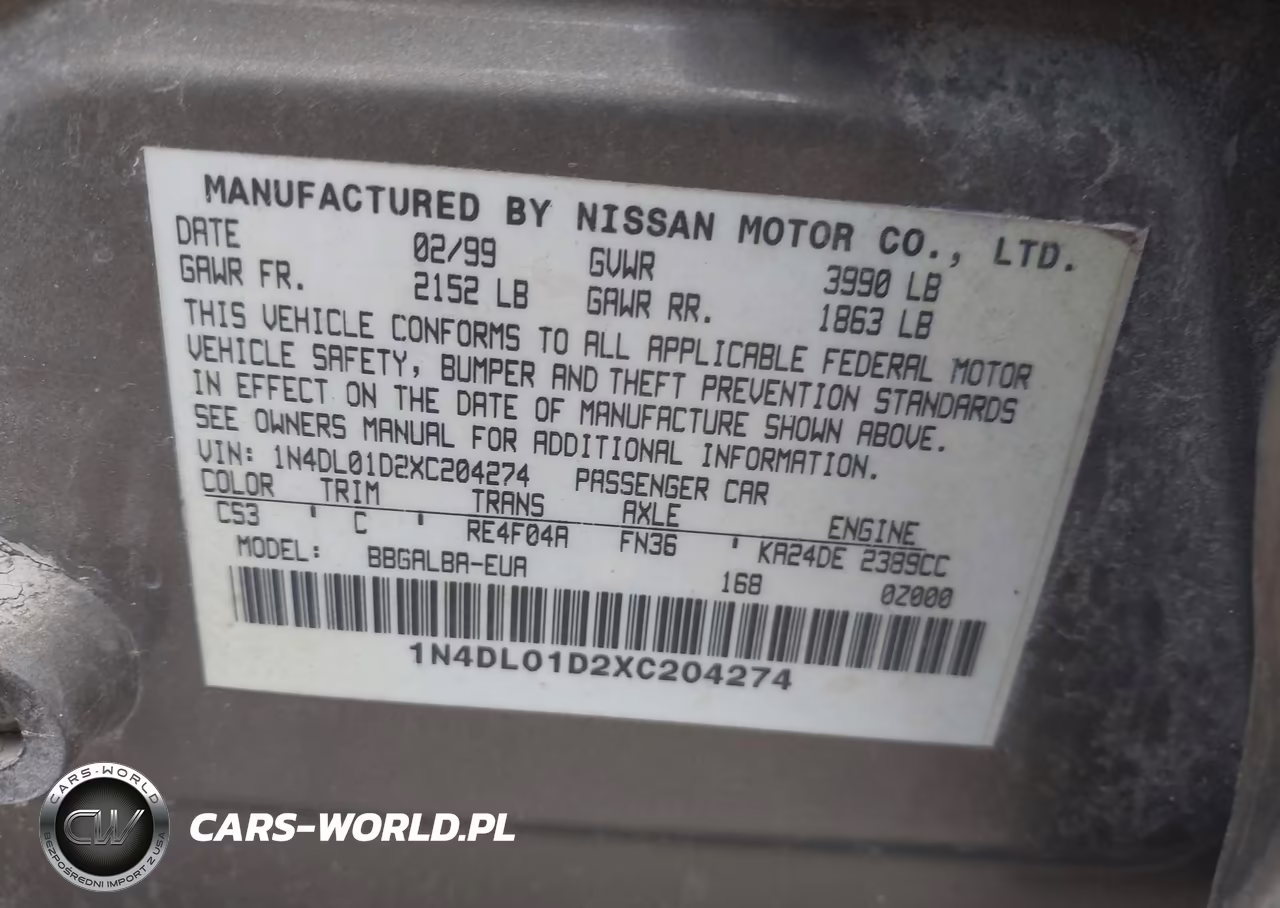 1999 Nissan Altima Gle-Gxe-Se-Se-L-Xe VIN:1N4DL01D2XC204274 - 9