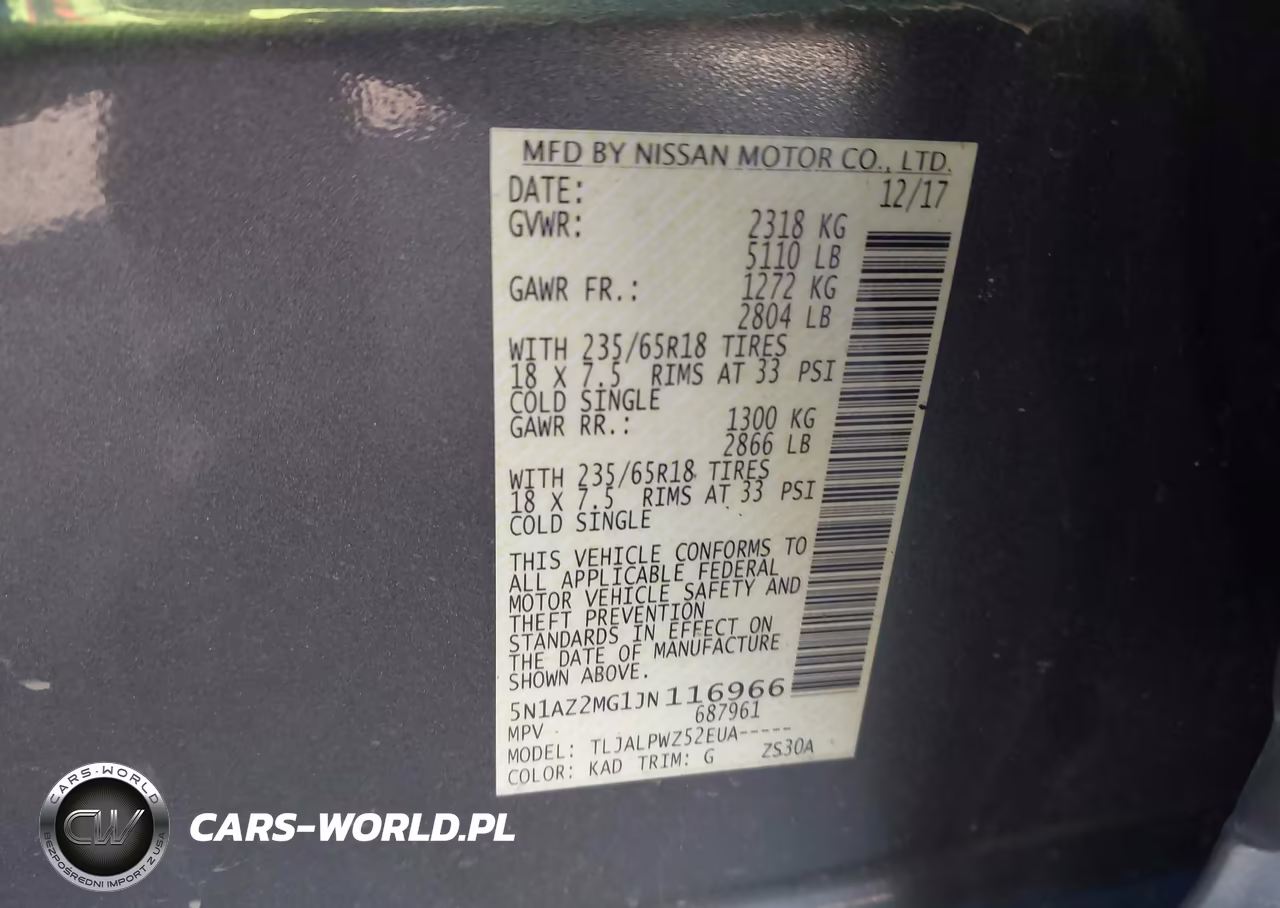 2018 Nissan Murano S VIN:5N1AZ2MG1JN116966 - 9