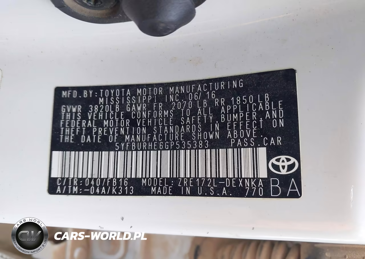 2016 Toyota Corolla Le VIN:5YFBURHE6GP535383 - 9