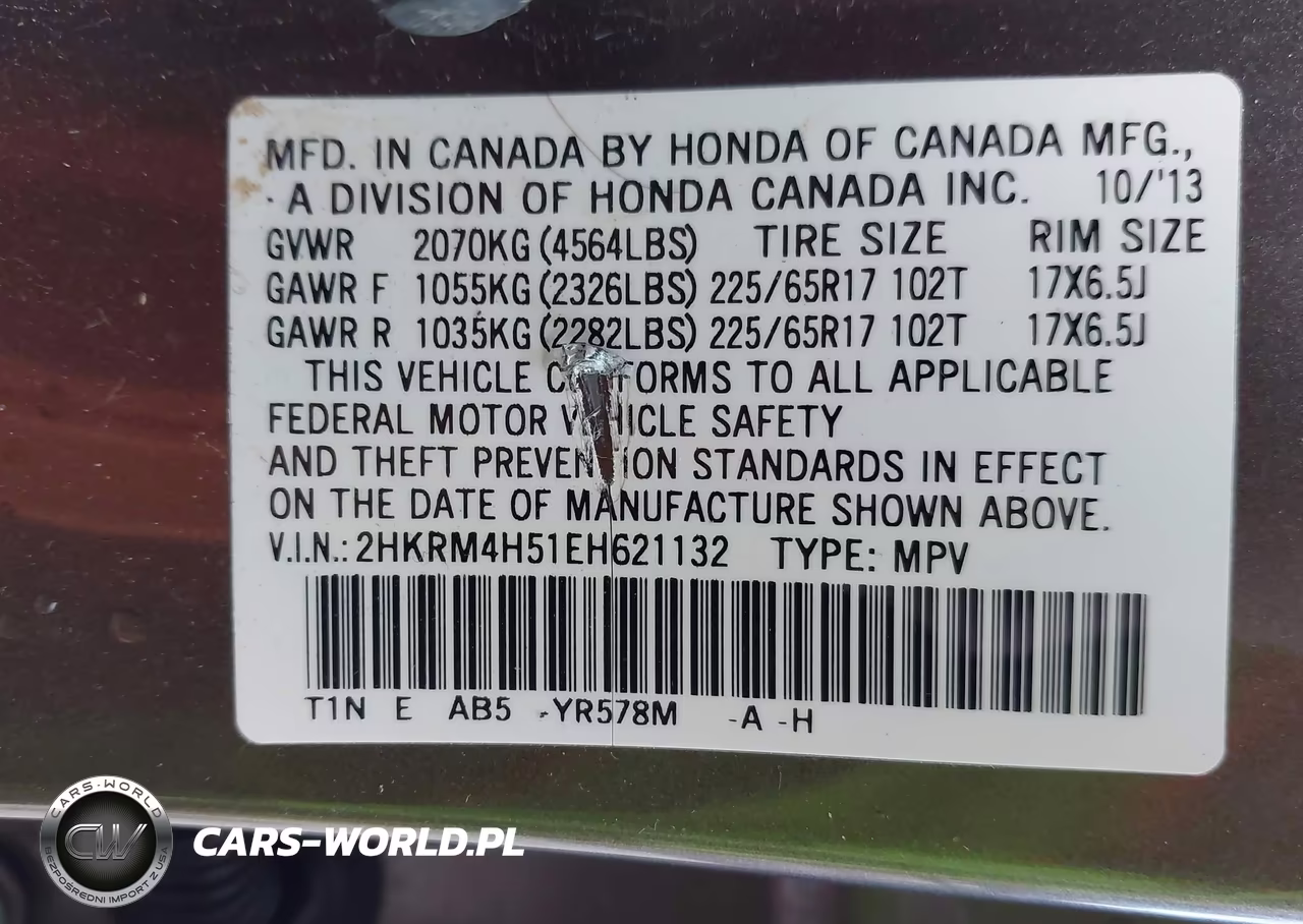 2014 Honda Cr-V Ex VIN:2HKRM4H51EH621132 - 9