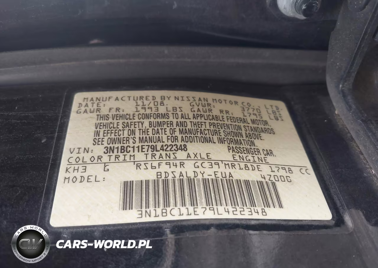 2009 Nissan Versa 1.8S VIN:3N1BC11E79L422348 - 9