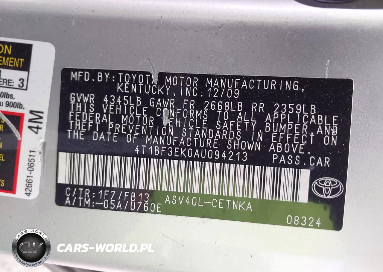 2010 Toyota Camry Le VIN:4T1BF3EK0AU094213 - 9