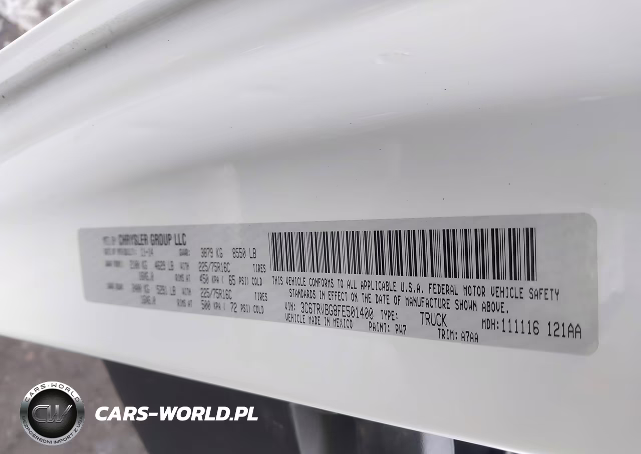 2015 Ram Promaster 1500 VIN:3C6TRVBG8FE501400 - 9