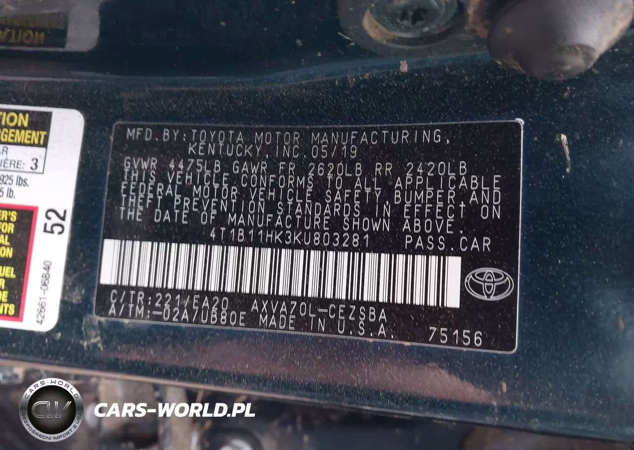 2019 Toyota Camry Se VIN:4T1B11HK3KU803281 - 9
