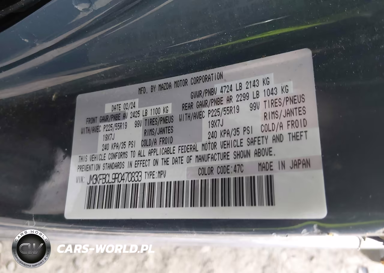 2024 Mazda Cx-5 2.5 S Carbon Edition VIN:JM3KFBCL9R0470833 - 9