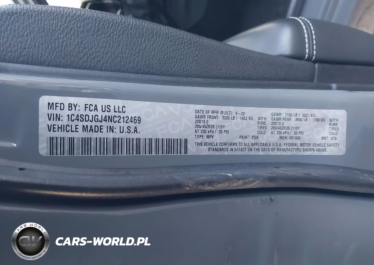 2022 Dodge Durango Srt 392 Awd VIN:1C4SDJGJ4NC212469 - 9