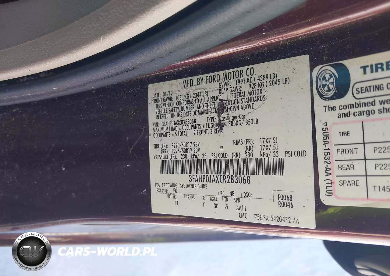 2012 Ford Fusion Sel VIN:3FAHP0JAXCR283068 - 9