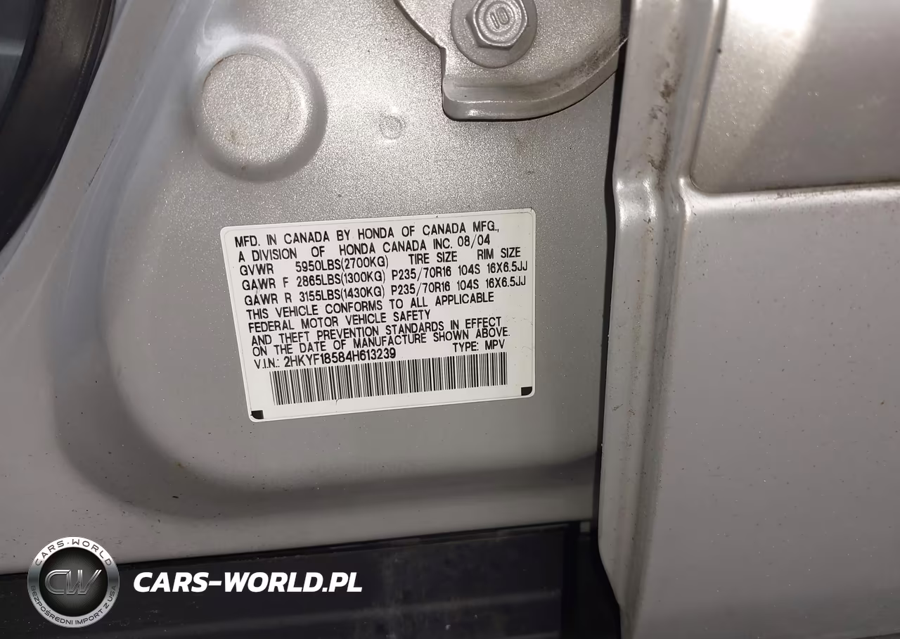 2004 Honda Pilot Ex-L VIN:2HKYF18584H613239 - 9