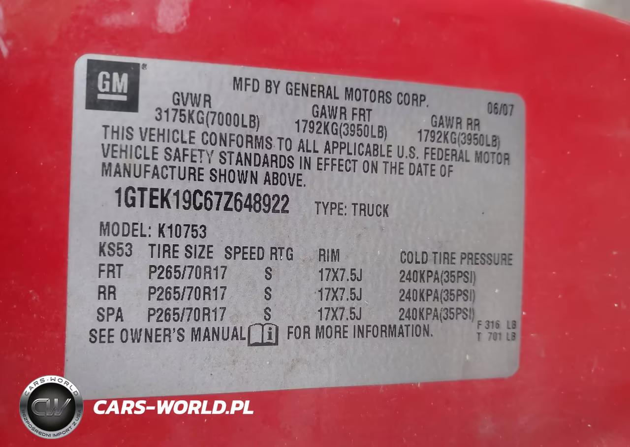 2007 GMC Sierra 1500 Work Truck VIN:1GTEK19C67Z648922 - 9