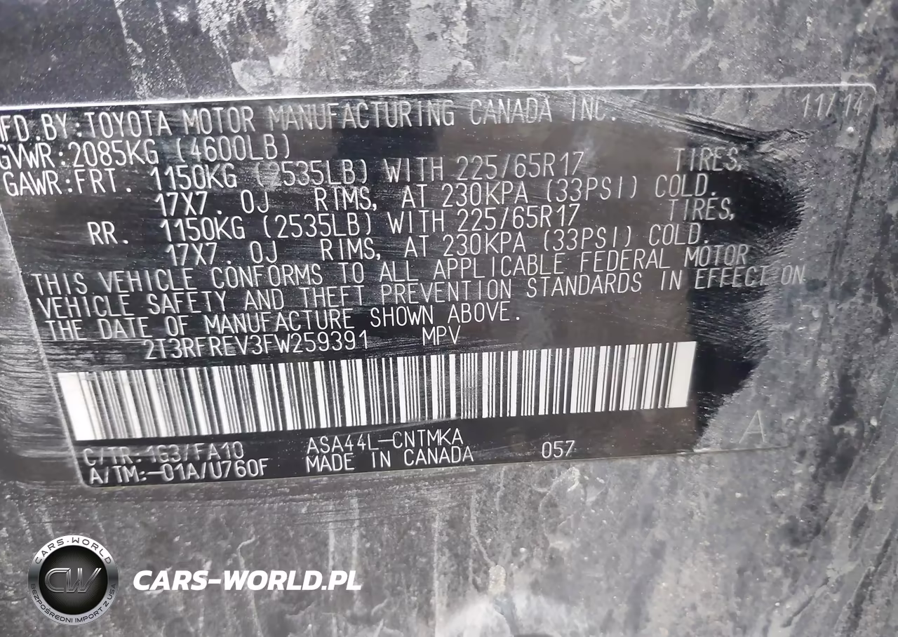 2015 Toyota Rav4 Xle VIN:2T3RFREV3FW259391 - 9