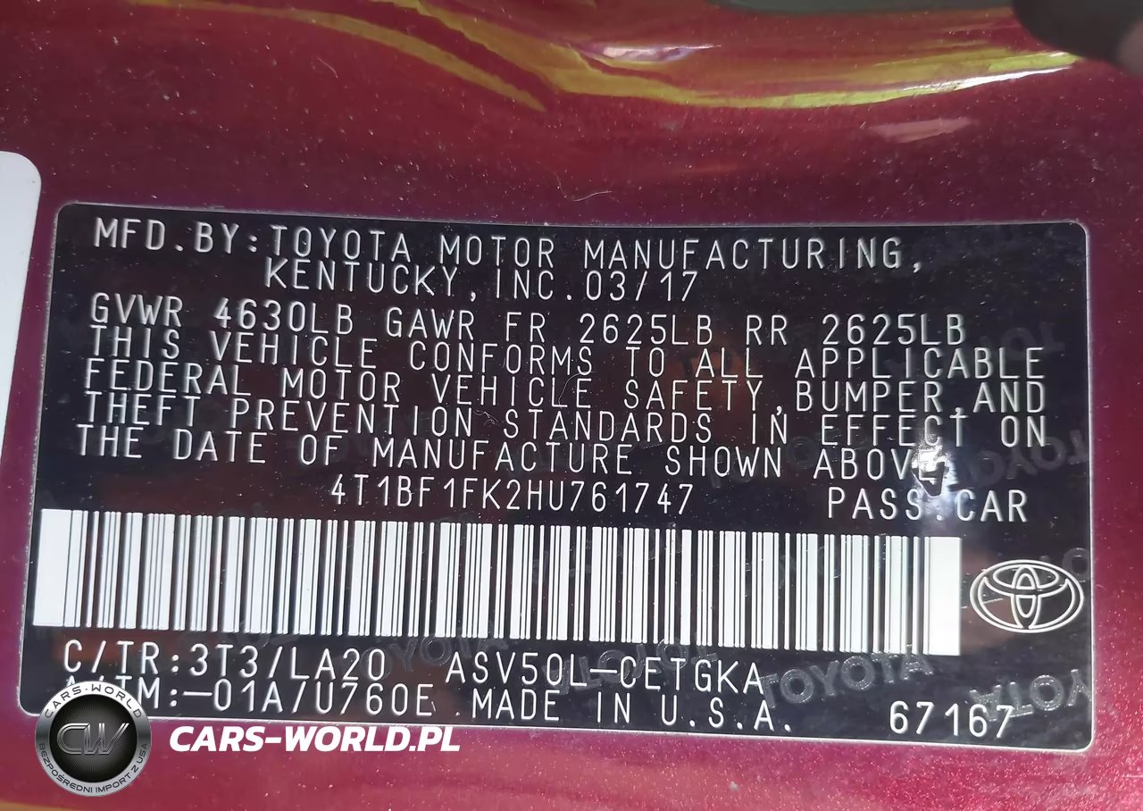 2017 Toyota Camry Xle VIN:4T1BF1FK2HU761747 - 9