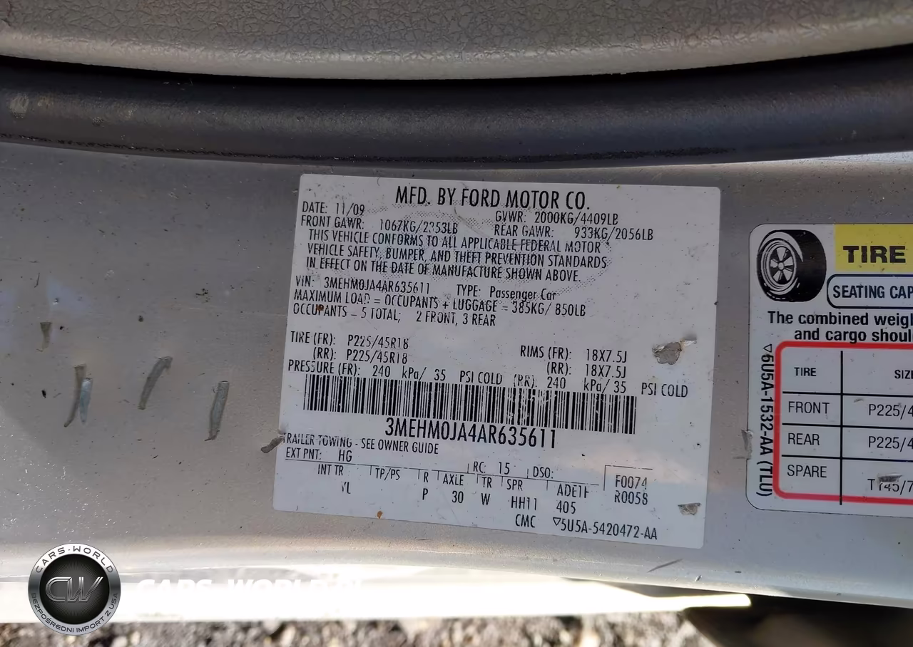 2010 Mercury Milan Premier VIN:3MEHM0JA4AR635611 - 9