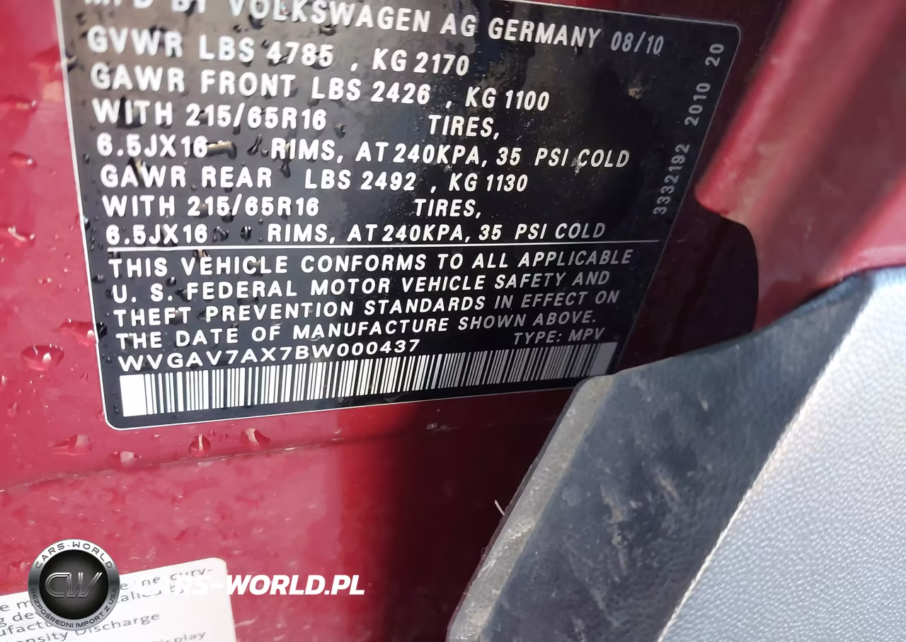 2011 Volkswagen Tiguan S VIN:WVGAV7AX7BW000437 - 9