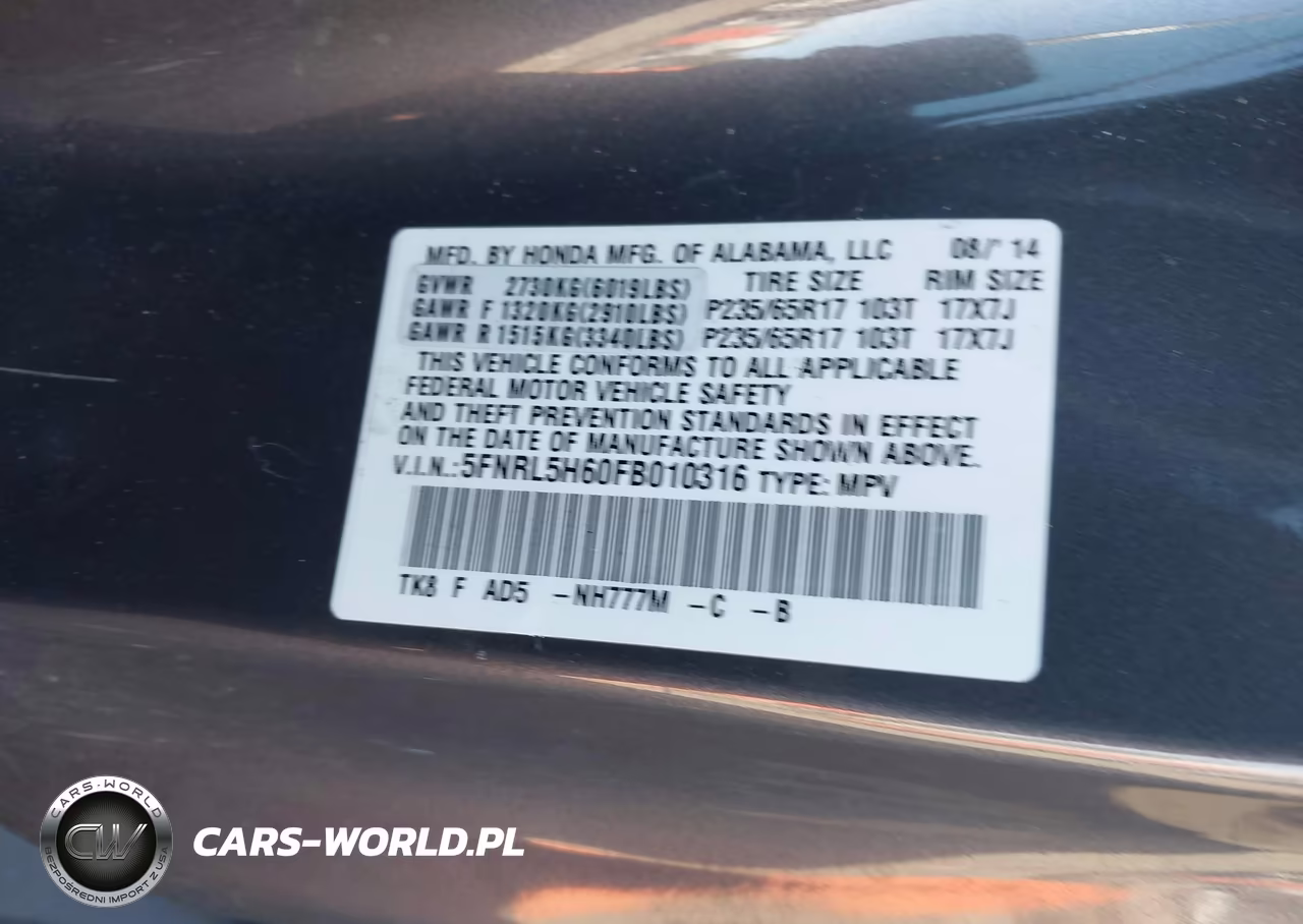 2015 Honda Odyssey Ex-L VIN:5FNRL5H60FB010316 - 9