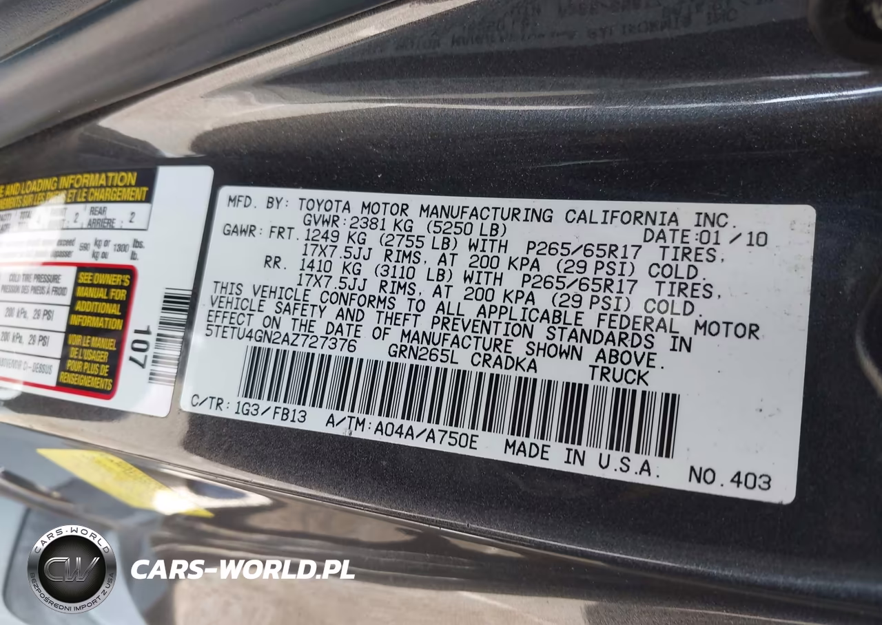 2010 Toyota Tacoma Prerunner Access Cab VIN:5TETU4GN2AZ727376 - 9