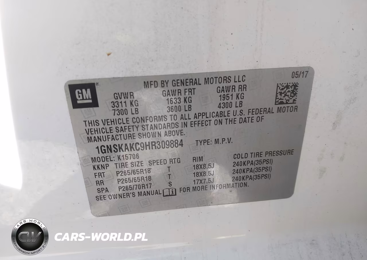 2017 Chevrolet Tahoe Ls VIN:1GNSKAKC9HR309884 - 9