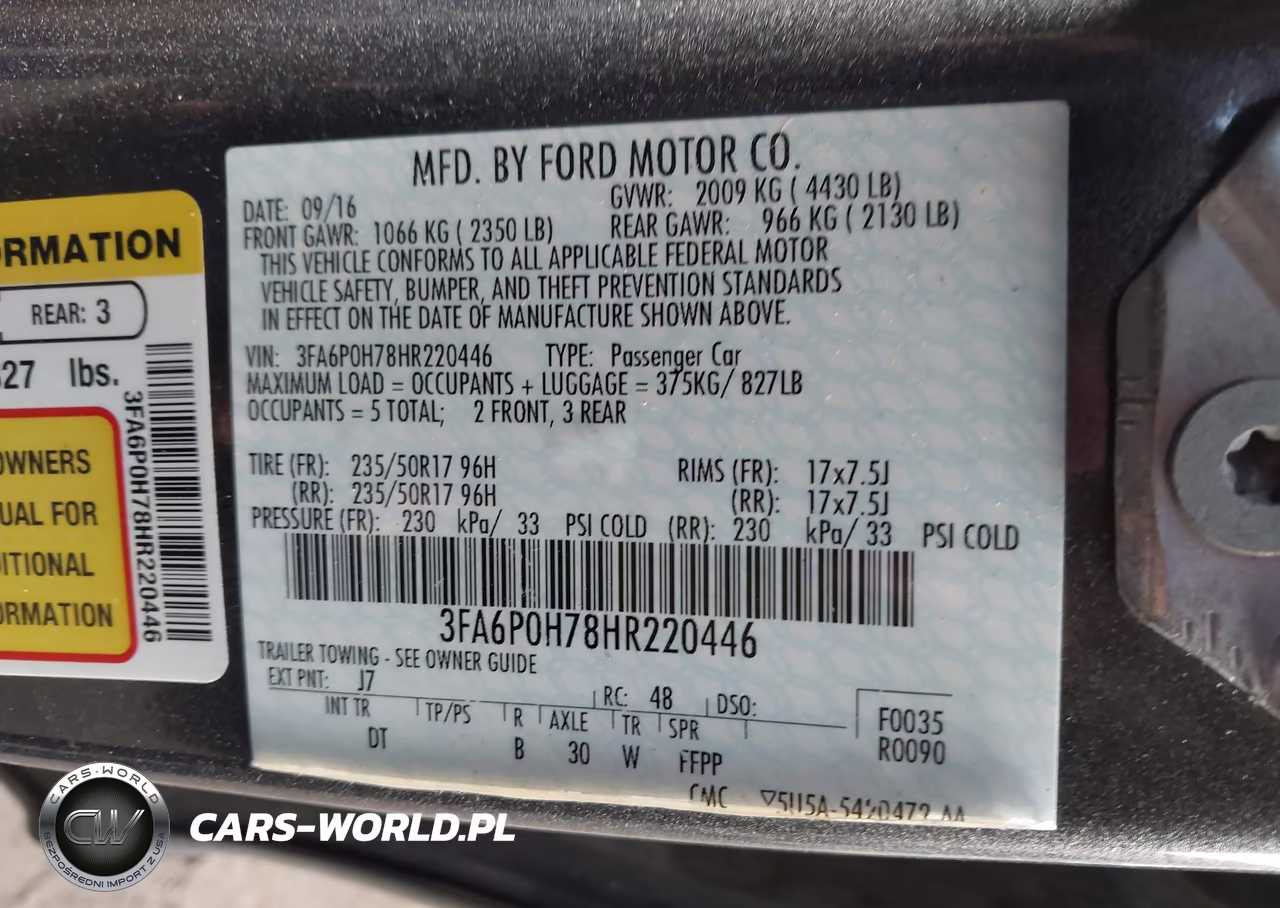 2017 Ford Fusion Se VIN:3FA6P0H78HR220446 - 9