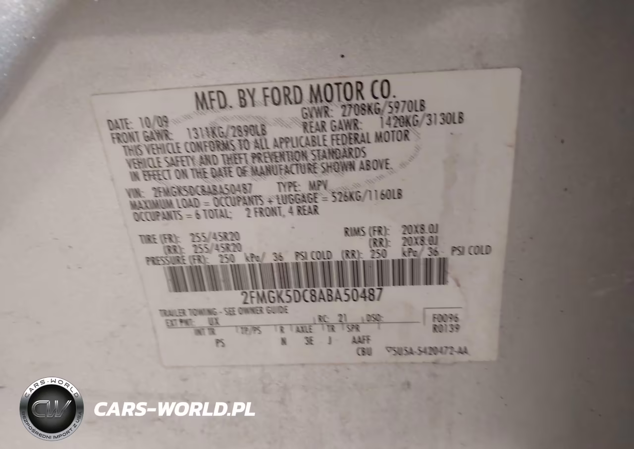 2010 Ford Flex Limited VIN:2FMGK5DC8ABA50487 - 9