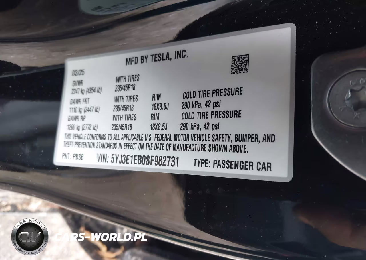 2025 Tesla Model 3 Long Range All-Wheel Drive VIN:5YJ3E1EB0SF982731 - 9