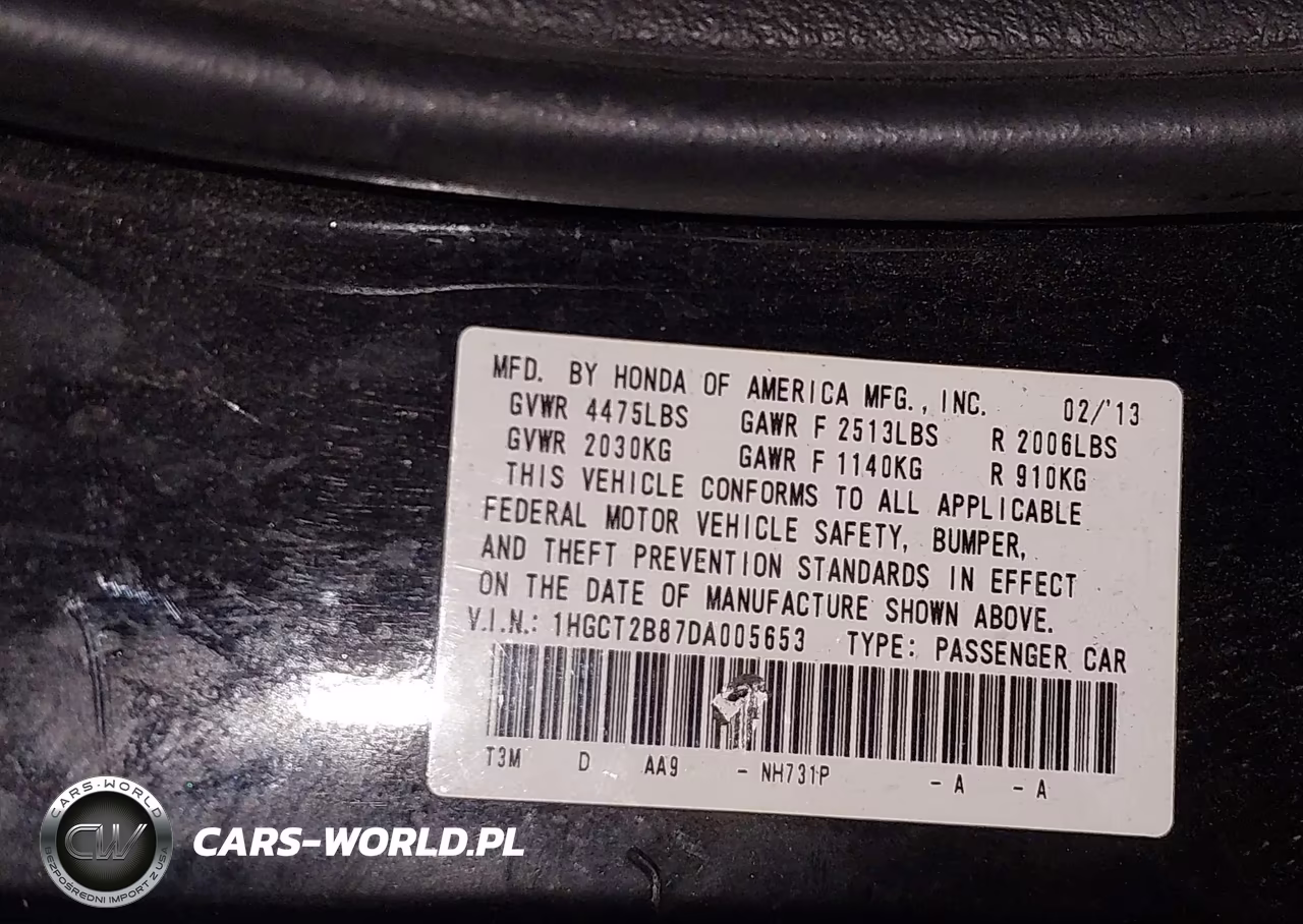 2013 Honda Accord Ex-L V-6 VIN:1HGCT2B87DA005653 - 9