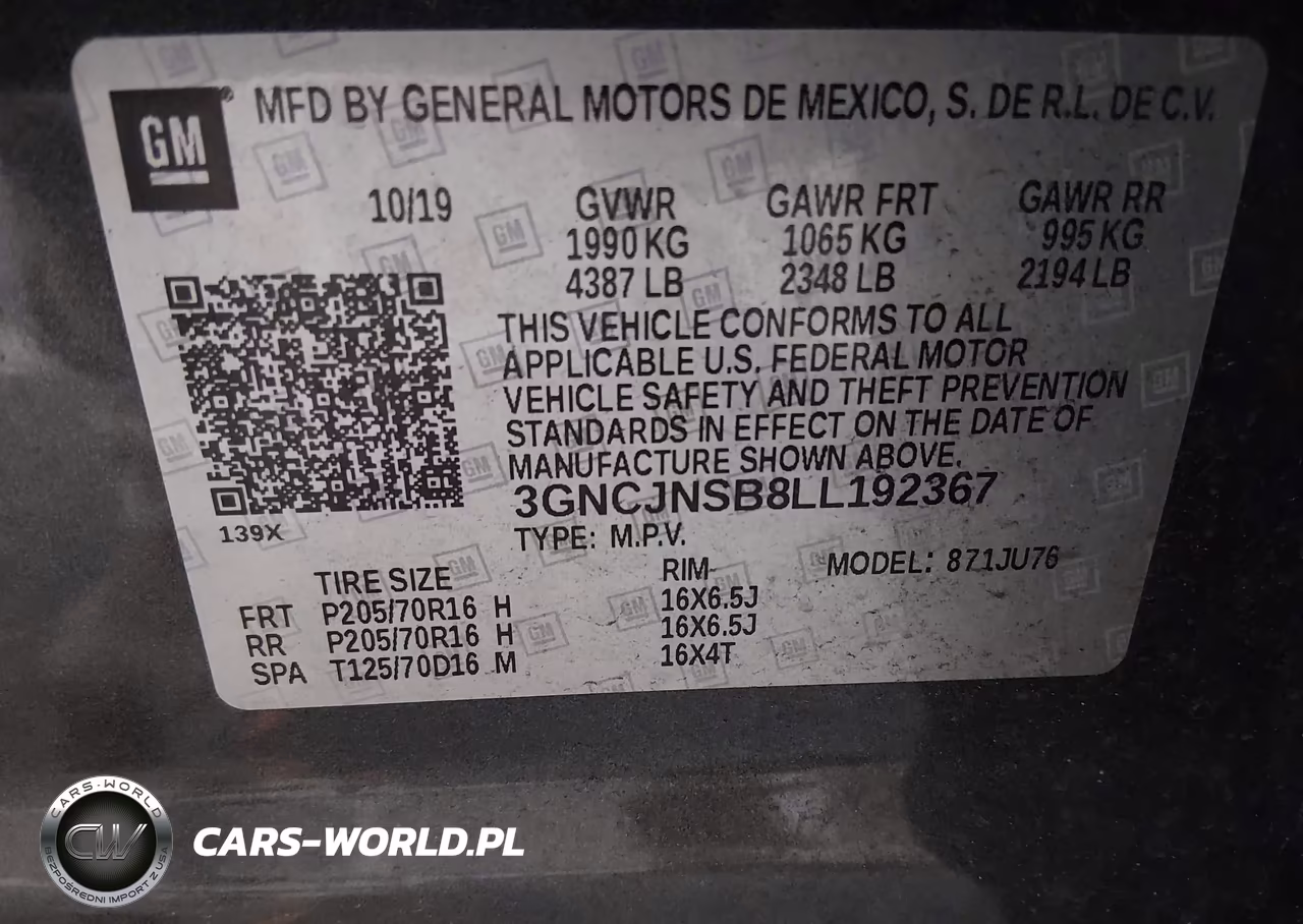 2020 Chevrolet Trax Awd Ls VIN:3GNCJNSB8LL192367 - 9