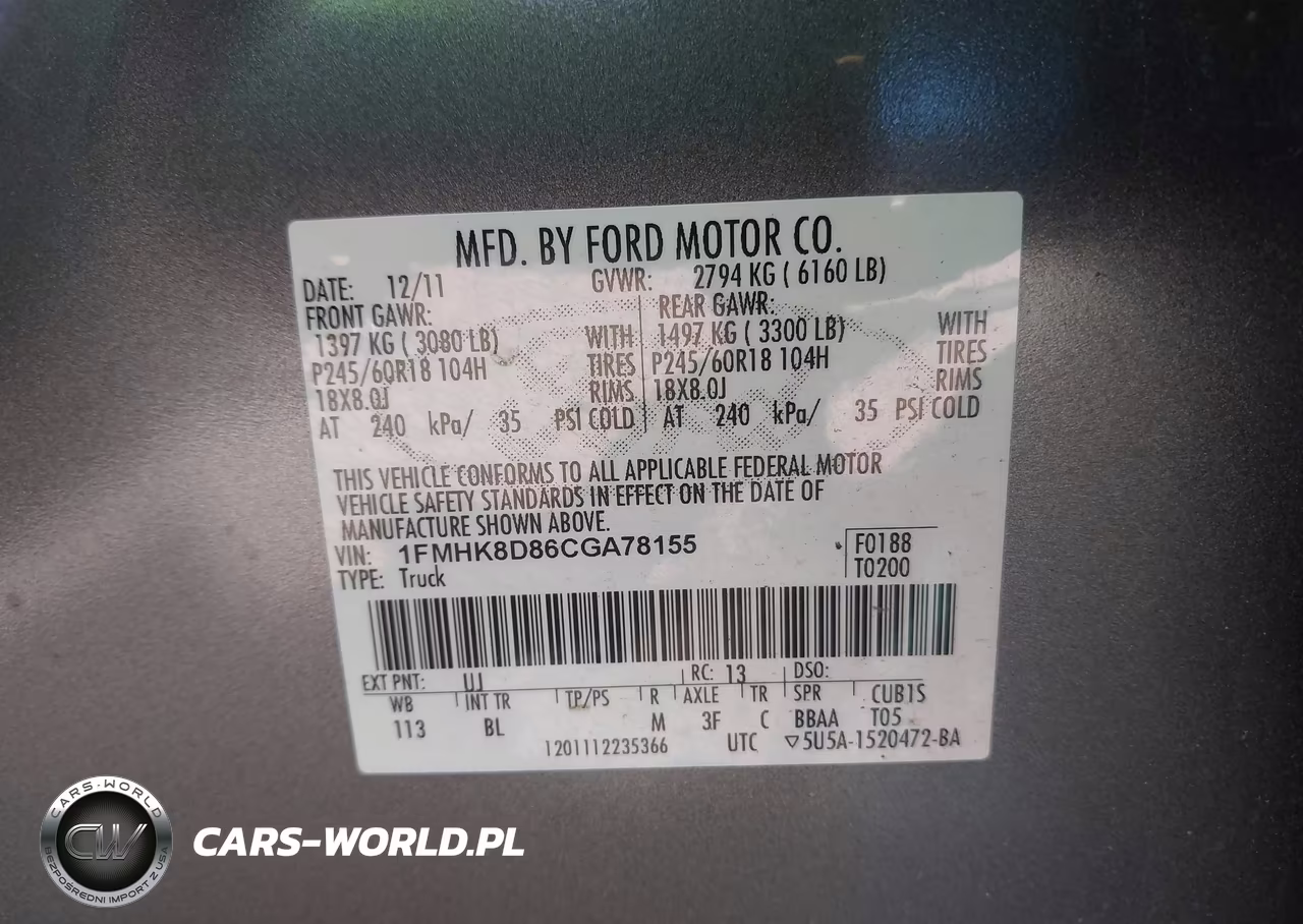 2012 Ford Explorer Xlt VIN:1FMHK8D86CGA78155 - 9