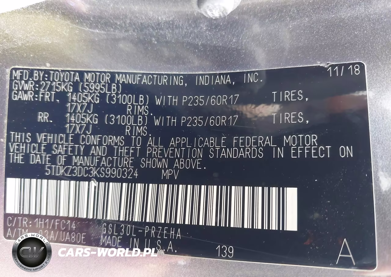 2019 Toyota Sienna Le 8 Passenger VIN:5TDKZ3DC3KS990324 - 9