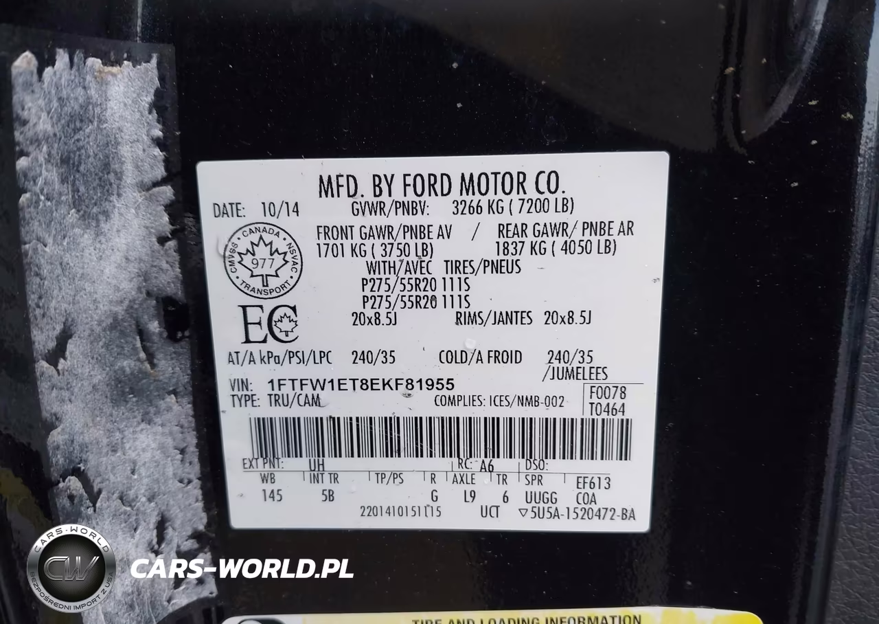 2014 Ford F-150 Fx4 VIN:1FTFW1ET8EKF81955 - 9